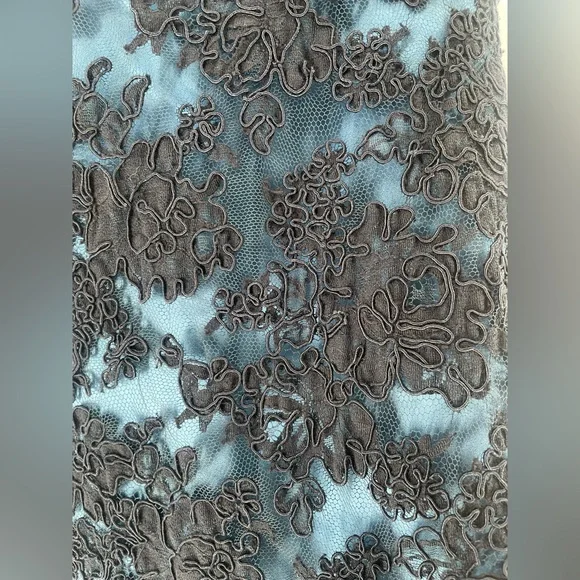 Modern Trousseau Gorgeous Blue Silk Lace Overlay Formal Wedding Gown